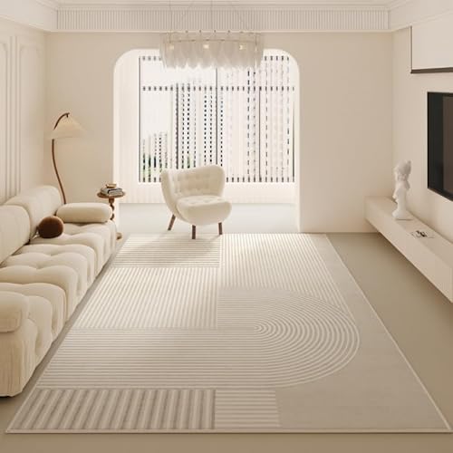 Pmnadfdag Teppich Wohnzimmer 140 x 200 cm Kurzflor Antirutsch für Wohnzimmer Schlafzimmer rutschfest für Büro Küche Badezimmer Moderne geometrische Linien weiß Pmnadfdag Teppich Wohnzimmer 140 x 200 cm Kurzflor Antirutsch für Wohnzimmer Schlafzimmer rutschfest für Büro Küche Badezimmer Moderne geometrische Linien weiß von Pmnadfdag