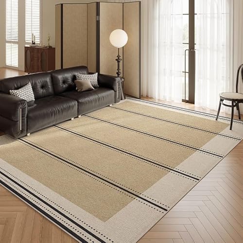 Pmnadfdag Teppich Wohnzimmer 200 x 250 cm Große Waschbarer rutschfest für Wohnzimmer,Schlafzimmer Büro Moderne Linien beige gelb schwarz Pmnadfdag Teppich Wohnzimmer 200 x 250 cm Große Waschbarer rutschfest für Wohnzimmer,Schlafzimmer Büro Moderne Linien beige gelb schwarz von Pmnadfdag