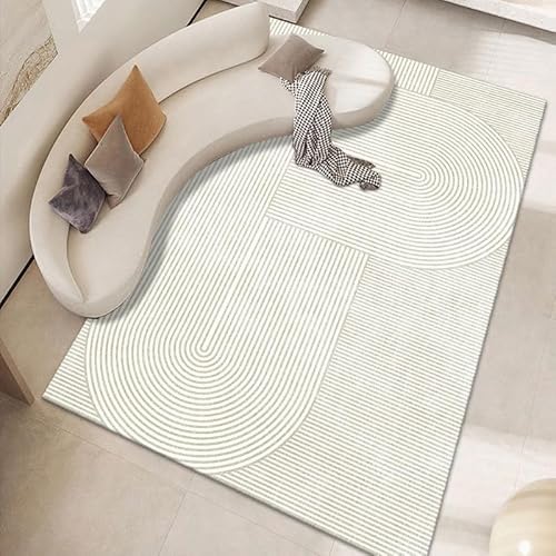 Pmnadfdag Teppich Wohnzimmer 200 x 250 cm Große Waschbarer rutschfest für Wohnzimmer,Schlafzimmer Büro Moderne geometrische Linien weiß Pmnadfdag Teppich Wohnzimmer 200 x 250 cm Große Waschbarer rutschfest für Wohnzimmer,Schlafzimmer Büro Moderne geometrische Linien weiß von Pmnadfdag