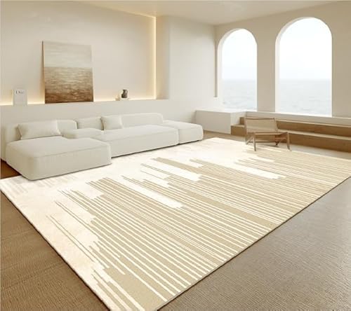 Pmnadfdag Teppich Wohnzimmer 200 x 290 cm Große Kurzflor Teppich,Waschbar rutschfest für Schlafzimmer Esszimmer Moderne geometrische Linien beige braun Pmnadfdag Teppich Wohnzimmer 200 x 290 cm Große Kurzflor Teppich,Waschbar rutschfest für Schlafzimmer Esszimmer Moderne geometrische Linien beige braun von Pmnadfdag