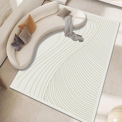 Pmnadfdag Teppich Wohnzimmer 200 x 290 cm Große Kurzflor Teppich,Waschbar rutschfest für Schlafzimmer Esszimmer Moderne geometrische Linien beige Pmnadfdag Teppich Wohnzimmer 200 x 290 cm Große Kurzflor Teppich,Waschbar rutschfest für Schlafzimmer Esszimmer Moderne geometrische Linien beige von Pmnadfdag