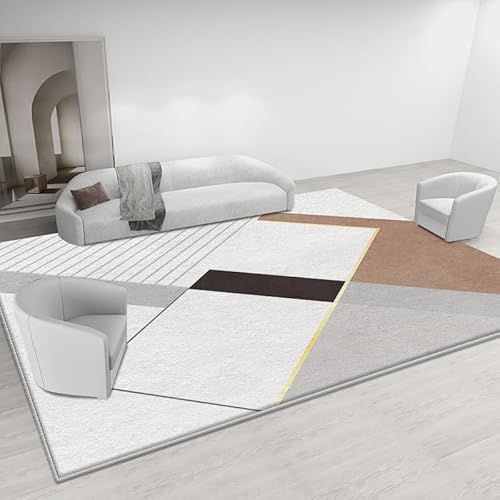 Pmnadfdag Teppich Wohnzimmer Große 200 x 250 cm Teppich Waschbarer rutschfest für Wohnzimmer Schlafzimmer Büro Moderne geometrische Linien weiß grau Pmnadfdag Teppich Wohnzimmer Große 200 x 250 cm Teppich Waschbarer rutschfest für Wohnzimmer Schlafzimmer Büro Moderne geometrische Linien weiß grau von Pmnadfdag