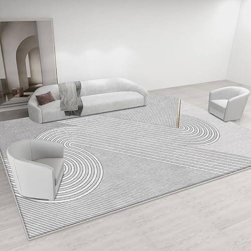 Pmnadfdag Teppich Wohnzimmer Große 200 x 300 cm Teppich Esszimmer Schlafzimmer Waschbar für Büro Schlafzimmer Bettvorleger Moderne geometrische Linien grau Pmnadfdag Teppich Wohnzimmer Große 200 x 300 cm Teppich Esszimmer Schlafzimmer Waschbar für Büro Schlafzimmer Bettvorleger Moderne geometrische Linien grau von Pmnadfdag