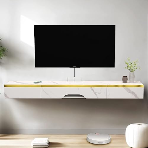 Pmnianhua TV Board Hängend, TV-Schrank TV-Board Lowboard, Modern Fernsehschrank, Multimedia Wandregal Großer Speicher mit 3 Türen für Wohnzimmer Schlafzimmer & Büro (120cm, Weiß) von Pmnianhua