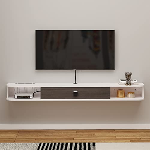 Pmnianhua TV Board Hängend, TV-Schrank TV-Board Lowboard, TV-Bank Fernsehschrank, Multimedia Wandregal Großer Speicher mit 1 Tür und 2 Schränken für Wohnzimmer Schlafzimmer & Büro (160cm) von Pmnianhua