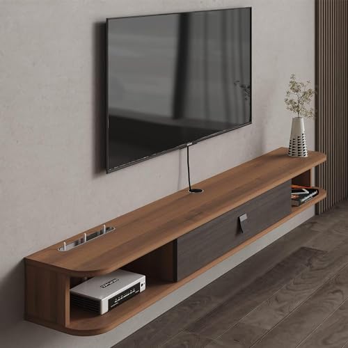 Pmnianhua TV Board Hängend, TV-Schrank TV-Board Lowboard, TV-Bank Fernsehschrank, Multimedia Wandregal Großer Speicher mit 1 Tür und 2 Schränken für Wohnzimmer Schlafzimmer & Büro (180cm) von Pmnianhua