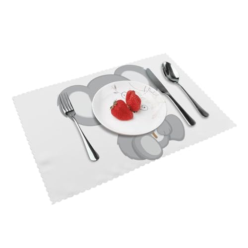 Pmnnerefaq Tischsets mit Koala-Motiv ""Eat Leaf Print"", hitzebeständig, waschbar, für Küche, Esstisch, 45 x 30 cm, 4 Stück von Pmnnerefaq