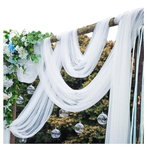 Pmnzdy Tüllstoff 1.6m Breite Organza Stoff Tüll Dekostoff Dekoband Tischläufer Tüllnetz Tüllband Organzaband Meterware Deko Stoffe für Hochzeit Party Geschenke Basteln Dekoration Weiß 15m von Pmnzdy