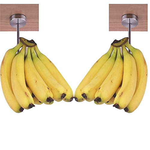 Bananenhalter,Bananenständer,Traubenaufhänger –Haken unter dem Schrank für Bananen oder andere leichte Küchenutensilien.Dieser Aufhänger kann einen Beutel Kartoffeln leicht aufhängen,verchromt,2Stück von Pmsanzay