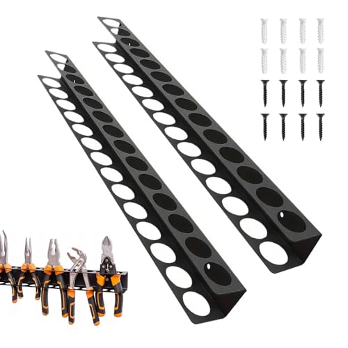 2 Stück Werkzeughalter Wand, 40CM Werkzeug Organizer, 14 Löcher Schraubendreher Halterung, Zangenhalter mit Schrauben und Expansionsrohr, Schwarz von Pmueuff