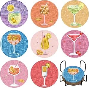 8 Stück Diamond Painting Untersetzer Set, Untersetzer Diamond Painting Bastelset Erwachsene, Cocktail Diamant Tassenuntersetzer, Diy Weinglas Untersetzer Mit Halte für AnfäNger, Erwachsene & Kinder 8 Stück Diamond Painting Untersetzer Set, Untersetzer Diamond Painting Bastelset Erwachsene, Cocktail Diamant Tassenuntersetzer, Diy Weinglas Untersetzer Mit Halte für AnfäNger, Erwachsene & Kinder von Pmueuff