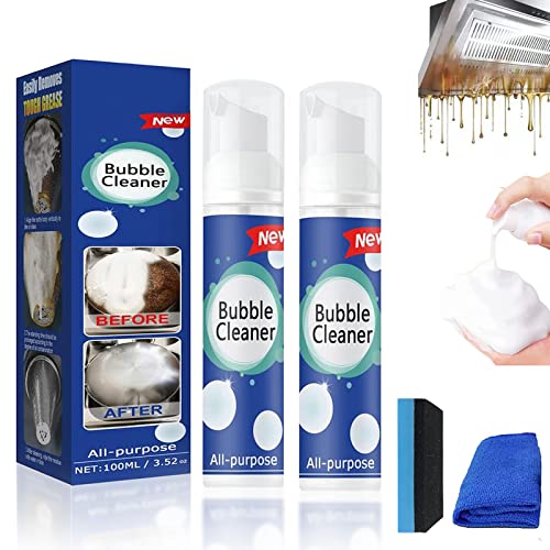MOF Chef Cleaner Powder, Ivila Bubble Cleaner, Foaming Heavy Oil Stain Cleaner, All Purpose Bubble Cleaner Foam Spray, Powerful Stain Removal Kit (2Pcs, 100ML) von Pnedeodm