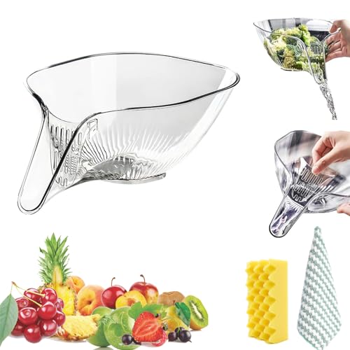Multi-Functional Drain Basket, Drainage Basket Funnel, Kitchen Sink Drain Basket, Multifunctional Vegetable and Fruit Washing Drain Basket, Kitchen Plastic Drainer Food Basket (Transparent-1Pcs) von Pnedeodm