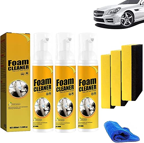 Pnedeodm Car Magic Foam Cleaner, Foam Cleaner for Car, Neat Freaks Multipurpose Foam Cleaner, All Purpose Rinse Free Foam Spray Cleaner, Neat Freaks Car Restoring Spray (3Pcs,150ML) von Pnedeodm