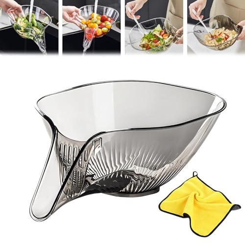 Pnedeodm Multi-Functional Drain Basket, Drainage Basket Funnel, Kitchen Sink Drain Basket, Plastic Strainer Basket Drain Bowl with Funnel, Multifunctional Vegetable and Fruit Washing Drain Basket (B) von Pnedeodm