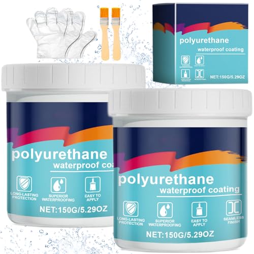 Polyurethane Waterproof Coating, Firelye Polyurethane Waterproof Coating Sellador, Invisible Waterproof Anti-Leakage Agent, Indoor & Outdoor Waterproof Coating (2Sets, Black) von Pnedeodm