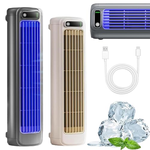 Sherum Cooling Ace Klimagerät, Turbo Fan Wireless Electric Fan, Quiet Fan Bladeless with 3 Speeds, Wireless Desktop Tower Fan for Office, Bedroom (2Pcs* Charging style) von Pnedeodm