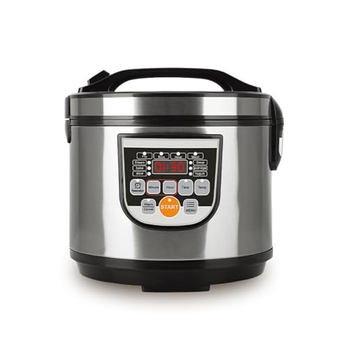 5 l elektrischer Reiskocher, Reiskocher aus Edelstahl, 700 W, LED-Anzeige mit Reiskochern mit Touchscreen, zum Kochen von Reis, Dampfgaren, Frittieren und Backen im Ofen von Pneterg