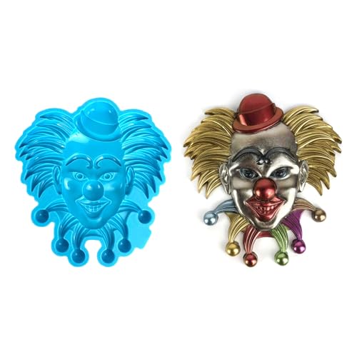 Pnuokn Einzigartige Form 3D-Clown-Silikonform für künstlerischen Raum, Heimbüros, lustige Charakter-Ornament-Form für Harzkunst, lustiges Wohnaccessoire von Pnuokn