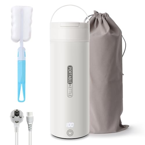 Reise Wasserkocher Klein Elektrische, Reisewasserkocher, Wasserkocher Reise, Reisewasserkocher Klein, Mini Wasserkocher Heizung Automatisch Abschalten, für Camping, Tee, Kaffee von PnxdeobXL