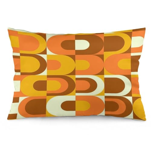 70er Jahre Muster Retro Inustrial in Orange und Brauntönen Kissenbezüge Dekorativer adretter Lendenwirbel-Kissenbezug 30,5 x 50,8 cm Couch-Kissenbezug für Wohnkultur Wohnzimmer Schlafzimmer College von Poacnip