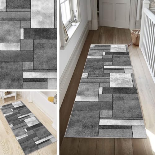 Poaegle Abstrakt Grau Teppich Läufer Flur Lang rutschfest Kücheläufer Waschbar Teppich Läufer Gestreift 90x250cm Dauerhaft Läuferteppich Flurläufer Korridor Meterware Poaegle Abstrakt Grau Teppich Läufer Flur Lang rutschfest Kücheläufer Waschbar Teppich Läufer Gestreift 90x250cm Dauerhaft Läuferteppich Flurläufer Korridor Meterware von Poaegle