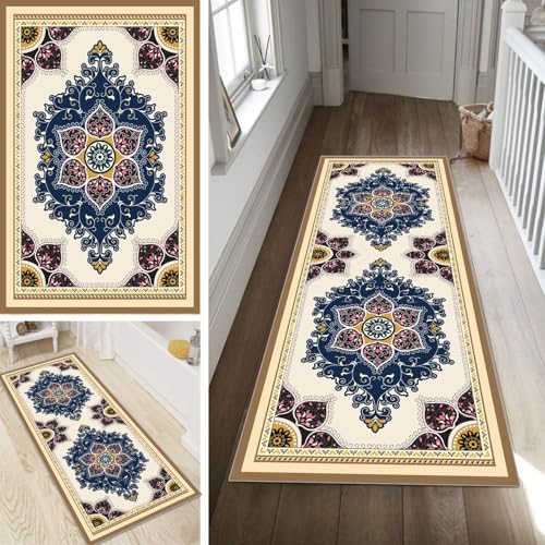 Poaegle Boho Läufer Teppich Flur Lang rutschfest Waschbar Modern Kücheläufer Bunt Teppich Läufer 50x80cm Dauerhaft Läuferteppich Flurläufer Korridor Meterware von Poaegle