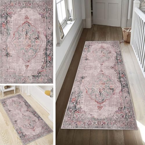 Poaegle Boho Läufer Teppich Flur Lang rutschfest Waschbar Vintage Kücheläufer Bunt Teppich Läufer 100x200cm Dauerhaft Läuferteppich Flurläufer Korridor Meterware von Poaegle