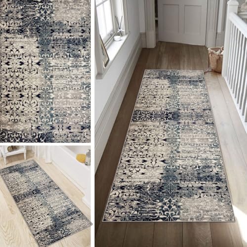 Poaegle Boho Teppich Läufer Flur Lang rutschfest KücheLäufer Waschbar Schlafzimmer Vintage Teppich Läufer 90x150cm Dauerhaft Läuferteppich FlurLäufer Korridor Meterware von Poaegle