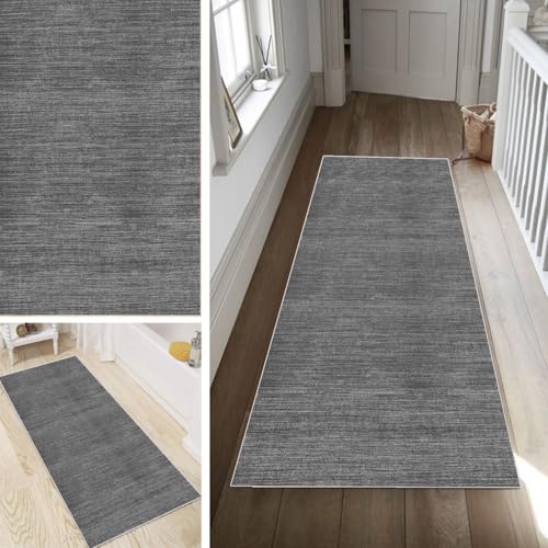 Poaegle Grau Teppich Läufer Flur Abstrakt Lang rutschfest Waschbar Vintage Kücheläufer Teppich Läufer 120x180cm Dauerhaft Läuferteppich Flurläufer Korridor Meterware von Poaegle