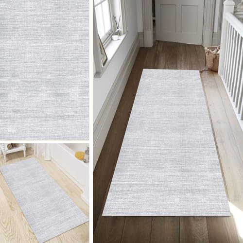 Poaegle Grau Teppich Läufer Flur Abstrakt Lang rutschfest Waschbar Vintage Kücheläufer Teppich Läufer 90x160cm Dauerhaft Läuferteppich Flurläufer Korridor Meterware von Poaegle
