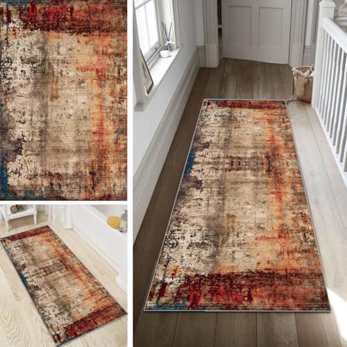 Poaegle Teppich Läufer Flur Bunt Abstrakt Lang rutschfest Kücheläufer Waschbar Schlafzimmer Vintage Teppich Läufer 90x120cm Dauerhaft Läuferteppich Flurläufer Korridor Meterware Poaegle Teppich Läufer Flur Bunt Abstrakt Lang rutschfest Kücheläufer Waschbar Schlafzimmer Vintage Teppich Läufer 90x120cm Dauerhaft Läuferteppich Flurläufer Korridor Meterware von Poaegle