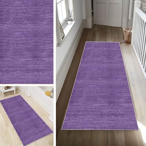 Poaegle Violett Teppich Läufer Flur Abstrakt Lang rutschfest Waschbar Vintage Kücheläufer Teppich Läufer 50x250cm Dauerhaft Läuferteppich Flurläufer Korridor Meterware von Poaegle