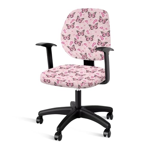 Poceacles Bürostuhlbezug, dehnbar, drehbar, für Schreibtischstuhl, Sitzkissen, Computerstuhl, Rosa, Schmetterlings-Blumendruck, Schonbezug Poceacles Bürostuhlbezug, dehnbar, drehbar, für Schreibtischstuhl, Sitzkissen, Computerstuhl, Rosa, Schmetterlings-Blumendruck, Schonbezug von Poceacles