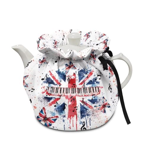 Poceacles Teewärmer, Warmhaltepost-Teekanne, schützende Abdeckung, isolierter Teekessel, Staubschutz für Teekannen, Frühstückstopf, Tischplatte, Aquarell, Union Jack, Schmetterling, Musiknote Poceacles Teewärmer, Warmhaltepost-Teekanne, schützende Abdeckung, isolierter Teekessel, Staubschutz für Teekannen, Frühstückstopf, Tischplatte, Aquarell, Union Jack, Schmetterling, Musiknote von Poceacles