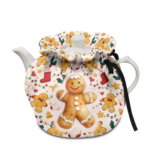 Poceacles Teewärmer für Teekanne, kleine Teewärmer, Küchenkessel, Staubschutz, Tuch für Frühstück, Kanne, Kaffeekanne, Lebkuchenmann, Weihnachtslichterkette Poceacles Teewärmer für Teekanne, kleine Teewärmer, Küchenkessel, Staubschutz, Tuch für Frühstück, Kanne, Kaffeekanne, Lebkuchenmann, Weihnachtslichterkette von Poceacles