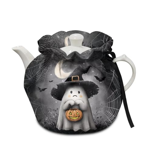 Poceacles Teewärmer für Teekannen, Staubschutz, hitzebeständig, für Teekessel, Staubtuch mit Isolierkissen, Küchentischdekoration, Zaubererhut, Geist, Spinnennetz, grau, Halloween-Dekorationen Poceacles Teewärmer für Teekannen, Staubschutz, hitzebeständig, für Teekessel, Staubtuch mit Isolierkissen, Küchentischdekoration, Zaubererhut, Geist, Spinnennetz, grau, Halloween-Dekorationen von Poceacles