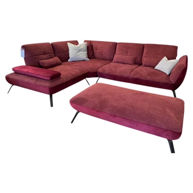 Ecksofa 80007 Webstoff Paris Chianti Rot Und Samtstoff Rivera Aubergine Violett ... von Poco