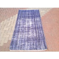 Teppich, Blauer Teppich 216x114 cm, Wollteppich, Designteppich, Dekoteppich, Bodenteppich, Anatolien, 102x102x von PocoVintage