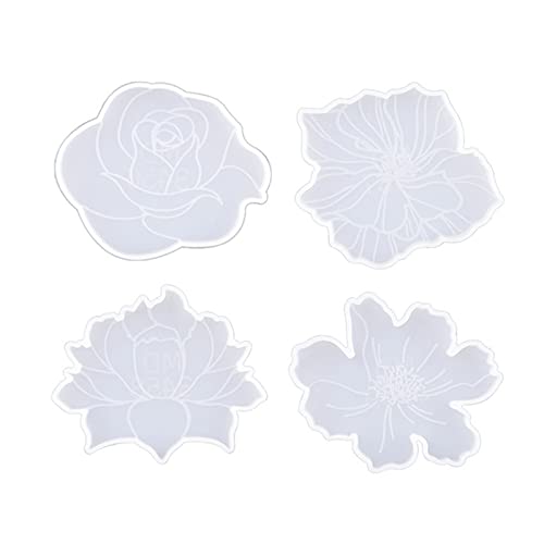 4 Stücke Blumentee Tablett Form Silikon Epoxidharz Untersetzerform Die Zur Herstellung Künstlicher Achatstücke Stücke Zu Machen von Pocoiau