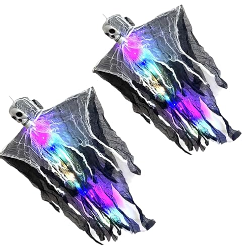 Halloween Hängende Gespensterdekoration Mit LED Licht Und Verstellbaren Armen Für Innen Freien Unheimliche Party Decors Tragbare Hängende Gespenster Mit Schleife von Pocoiau
