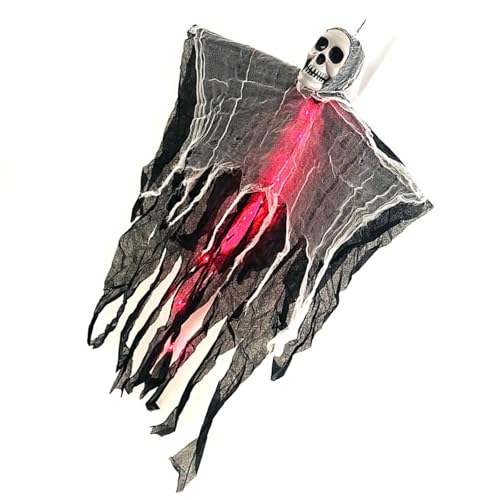 Halloween Skelett Spectter mit Licht Schädel Ornament Hängende Spectters Party Supplies Für Urlaub Dekoration Halloween Hängend Beleuchtetes Skelett Für Feste Innendekoration von Pocoiau