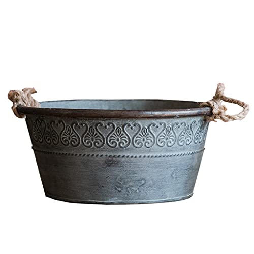 Pocoiau Runder Eimer Pflanzer Eisenschalenschale Scheune Haus Look Nach Klassen Für Gebäck Orparty Behandelt Couchtisch Tay Aufbewahrungsdekor Metallschale Metall Tablett von Pocoiau