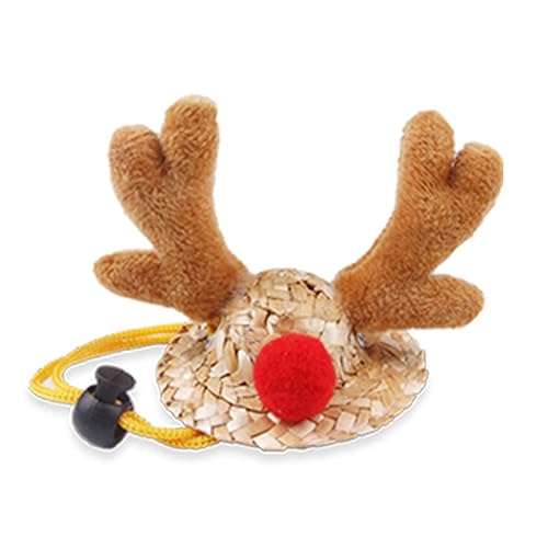Pocoiau Stroh Elch Headwear Für Weihnachten Neujahr Geschenk Cosplay Supplies Kostüm Elch Requisiten Kopfstück Hamster von Pocoiau