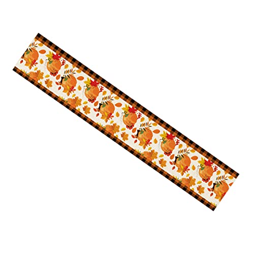 Thanksgiving-Tischläufer, 183 cm lang, für Küche, Esszimmer, Tischdecke, Herbst-Dankeschön, Ahornblätter, Kürbis-Druck von Pocoiau