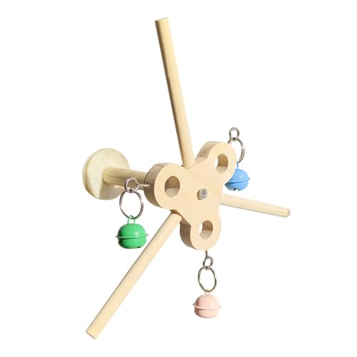 Wechselnde Holzglockenspielzeug Für Papageien Interaktive Farbenfrohe Windmühlen Käfig Anreicherung Mit Sicherem Kauen Design (117 Chars) Holz Rotierende Papageien Spielzeug von Pocoiau