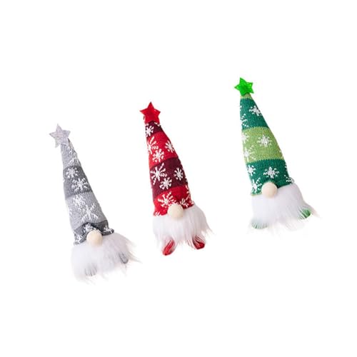 Weihnachtsdekorationsset Zwerge Strickmütze Puppe LED beleuchtet Ornament für Desktop Regal Weihnachtsbaum Ornament von Pocoiau