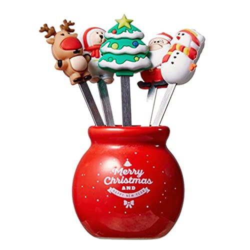 Weihnachtsfruchtgabeln für kreative Edelstahl-Silikon-Keramik-Obstgabeln Cartoon Obst F Weihnachtsfruchtgabeln für kreative Edelstahl-Silikon-Keramik-Obstgabeln Cartoon Obst F von Pocoiau