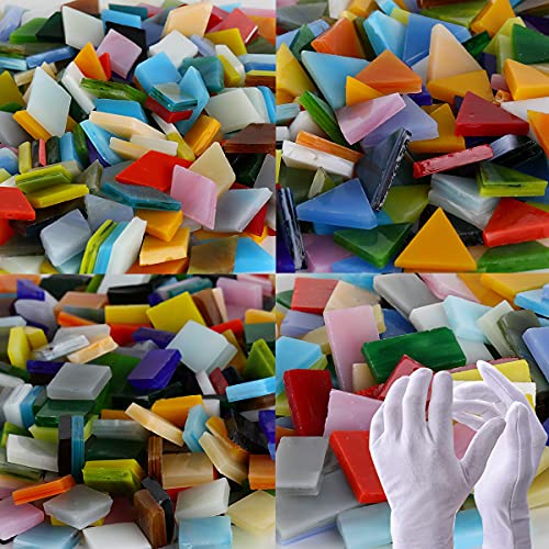 Pocoukate Mosaikfliesen, Glasmosaik Zum Basteln, Mosaiksteine Buntglas-Kit / 850 Stück ca. 0,15 Quadratmeter, Liefern DIY-Heimdekoration， Teller, Bilderrahmen, Blumentöpfe usw von Pocoukate