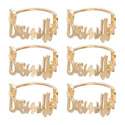 Serviettenringe - 6 Stück Bismillah Letter Metall Serviettenring Set Alphabet Serviettenschnallen Halter Tischdekoration für Hochzeit, Party, Ramadan, Bankett (6 Stück Alphabet Gold) von Suxgumoe